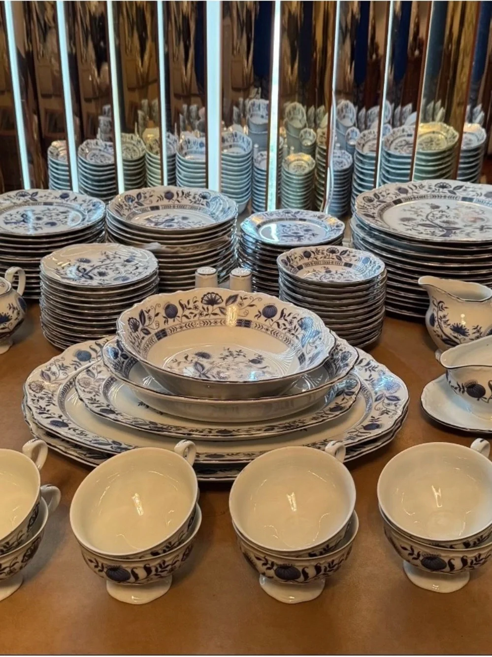 Vintage Blue Sone “Blue Onion” Porcelain Dinnerware Set